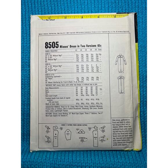 McCalls8505  Sewing pattern shift dress 1960s Size 12 - Picture 3 of 7
